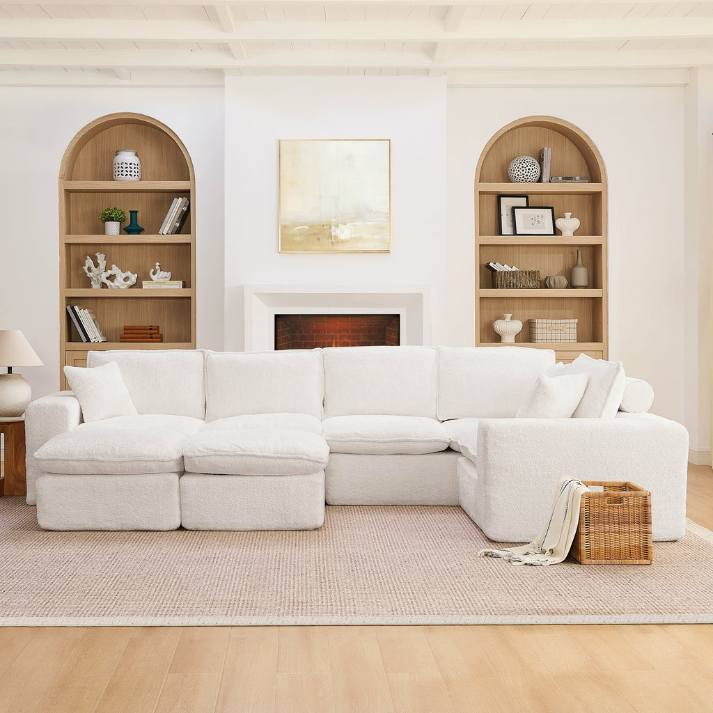 107'' Modern Boucle L-shaped Sectional Sofa