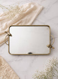 16.3x9.8x3.7" Metal Bird-Accented Mirrored Tray
