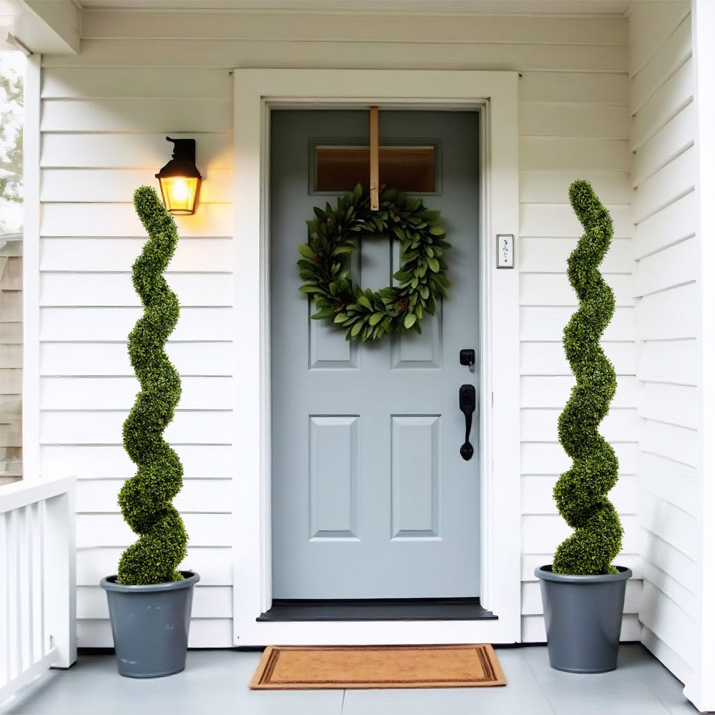 6FT Spiral Topiary Trees Artificial Outdoor Faux Boxwood Plants