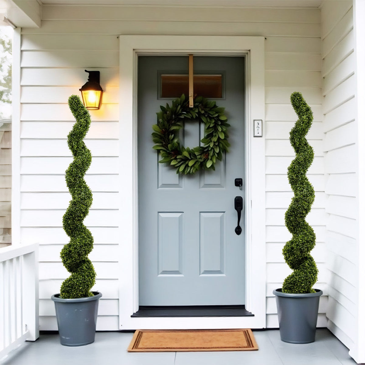 6FT Spiral Topiary Trees Artificial Outdoor Faux Boxwood Plants
