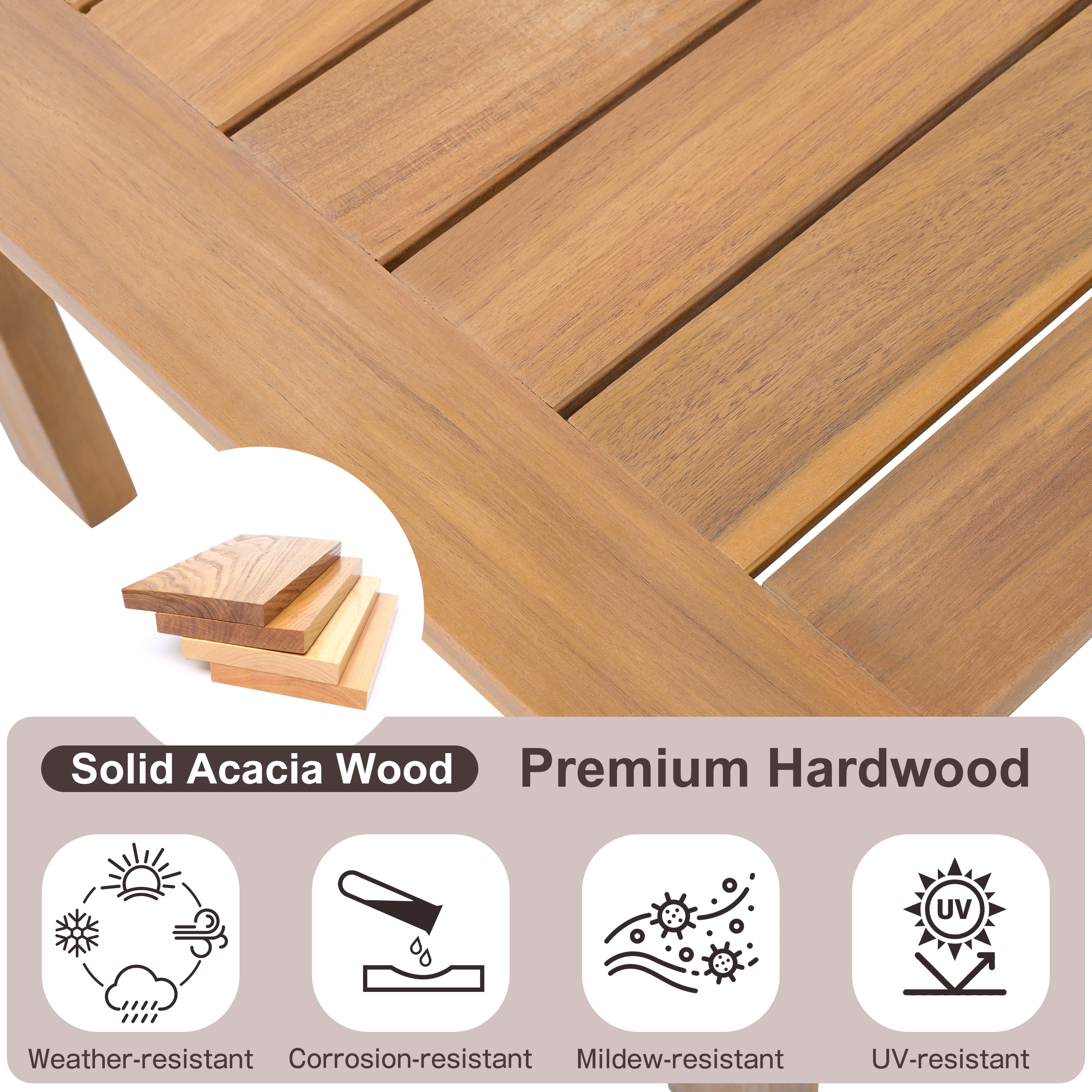 Outdoor 2-Piece Acacia Wood Patio Chat Set