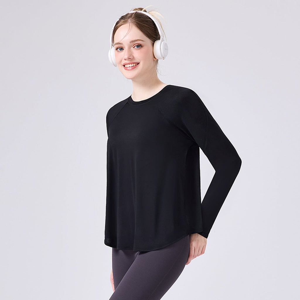 Women's Long-Sleeve Yoga Top With Breathable Back, Quick-Dry, Lightweight, Loose Fit, Suitable For Gym And Commuting, Direct From The Source Factory
