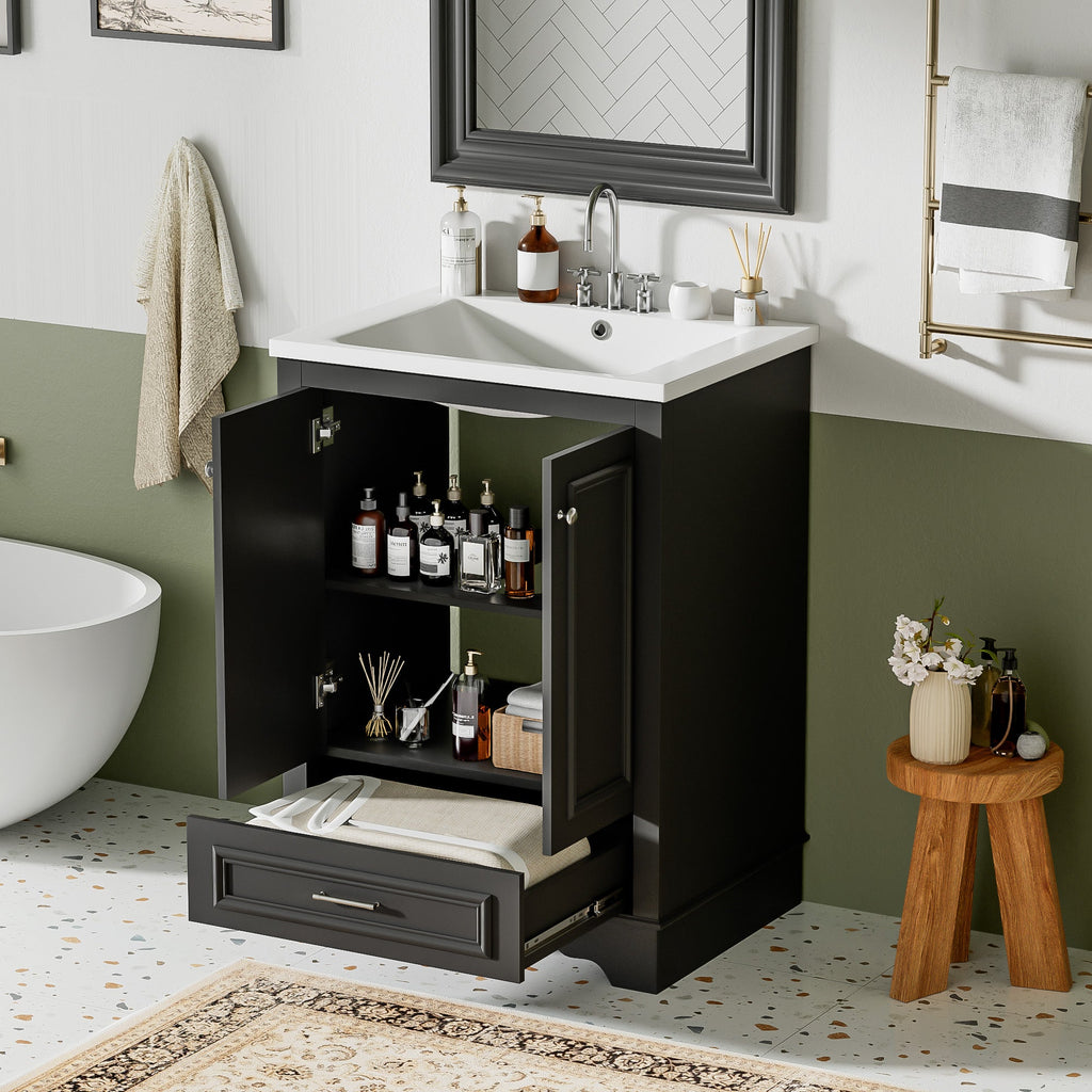 24" Bathroom Vanity with Ceramic Sink Combo