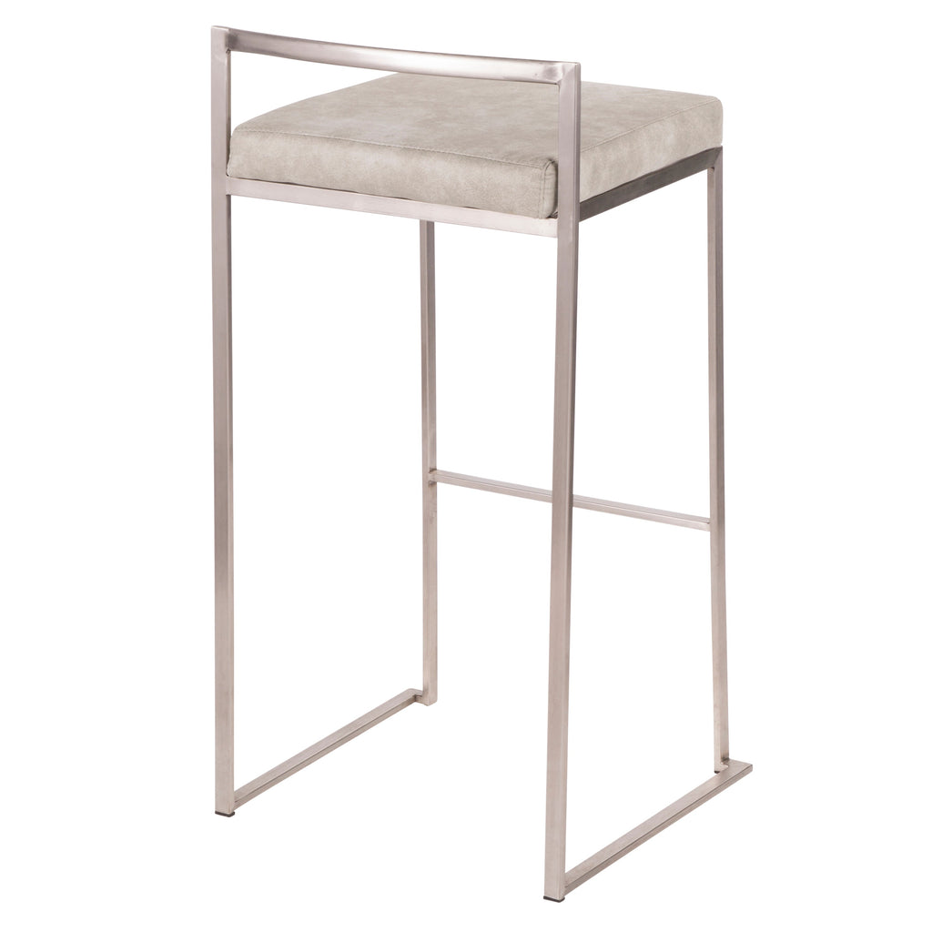 Contemporary Stackable Barstool in Stainless Steel with Light