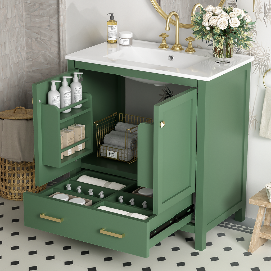30 Inch Green Bathroom Vanity