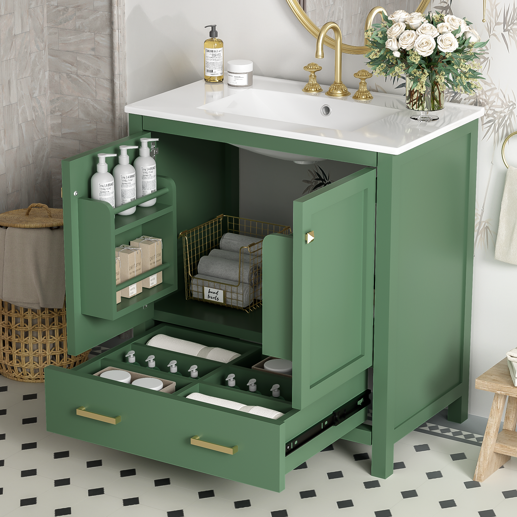 30 Inch Green Bathroom Vanity