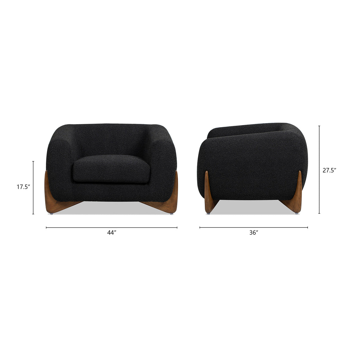 Alpine 44" Sherpa Arm Chair, Ebony