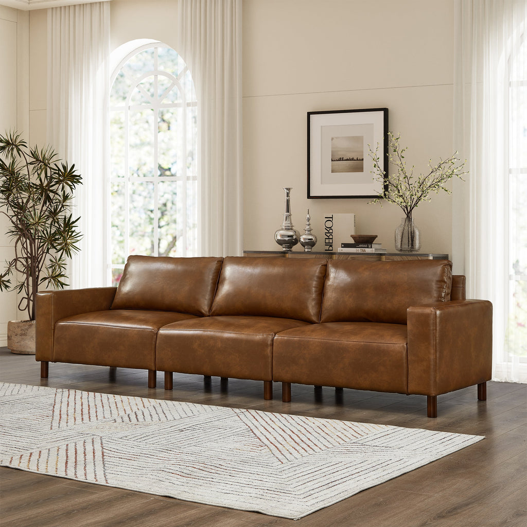 112" Luxury PU Leather Sofa