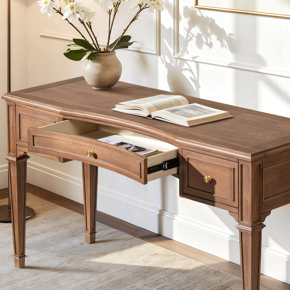 Dauphin 55" 3-Drawer Wood Executive Desk