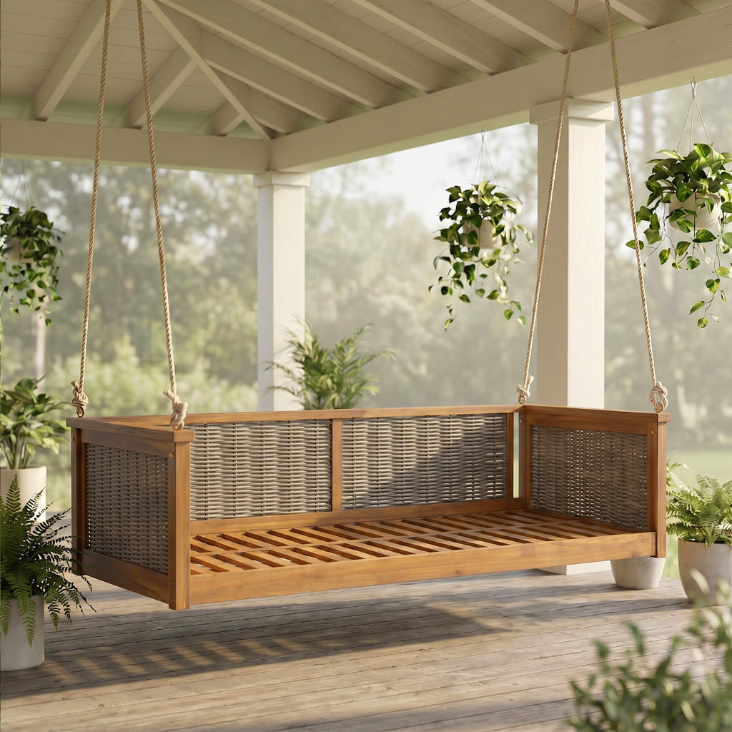 TOPMAX Outdoor Classic Solid Wood Twin Size Swing Bed