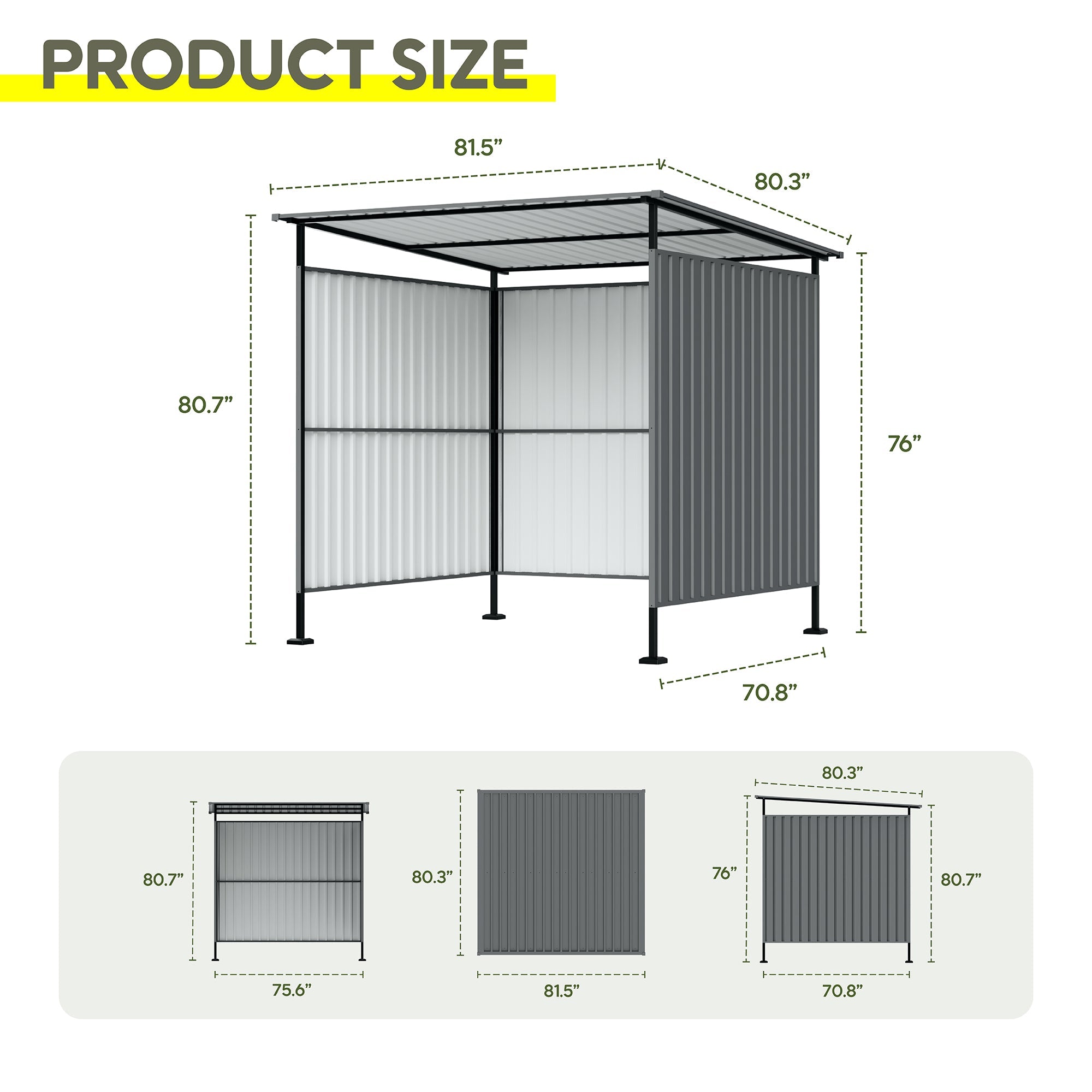 6x6FT Outdoor Pergola with Hardtop Roof
