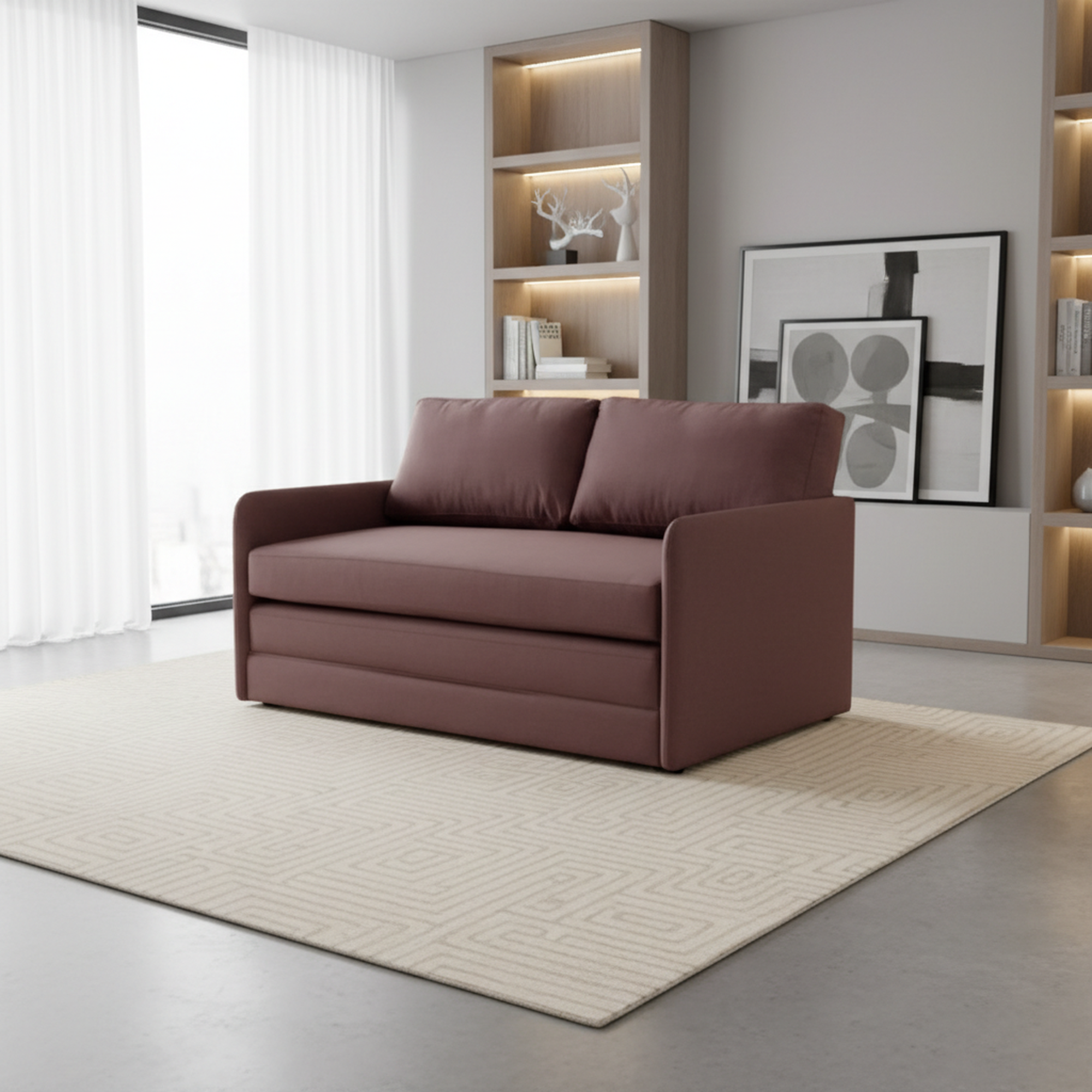 Kathy Collection Modern Upholstered Loveseat Sleeper