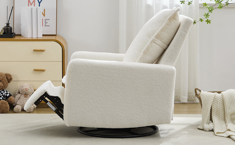 Swivel Rocker Recliner Chair, Teddy Fleece