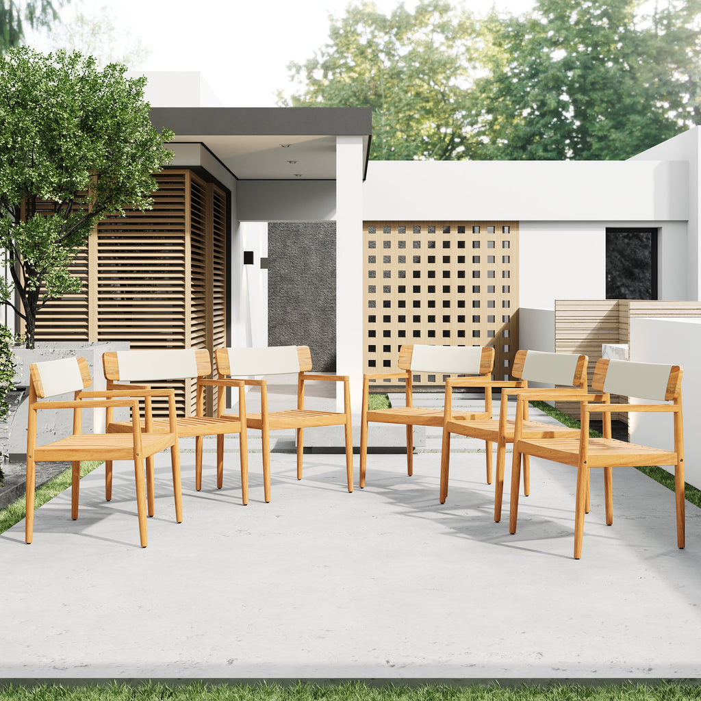 Creative Braided Acacia Wood Outdoor Dining Table and Chairs