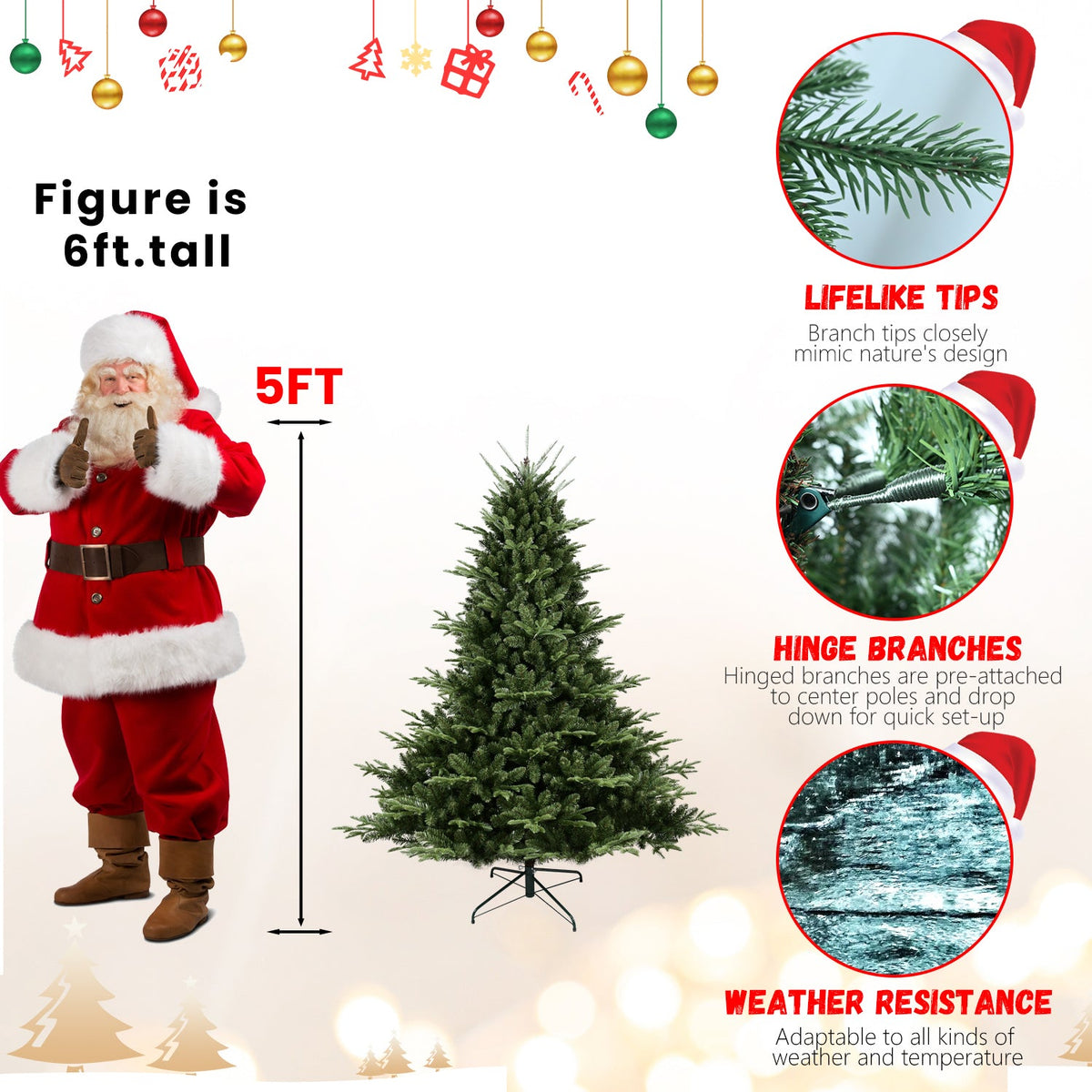 6FT Full-Shaped Christmas Tree with 1673 Tips
