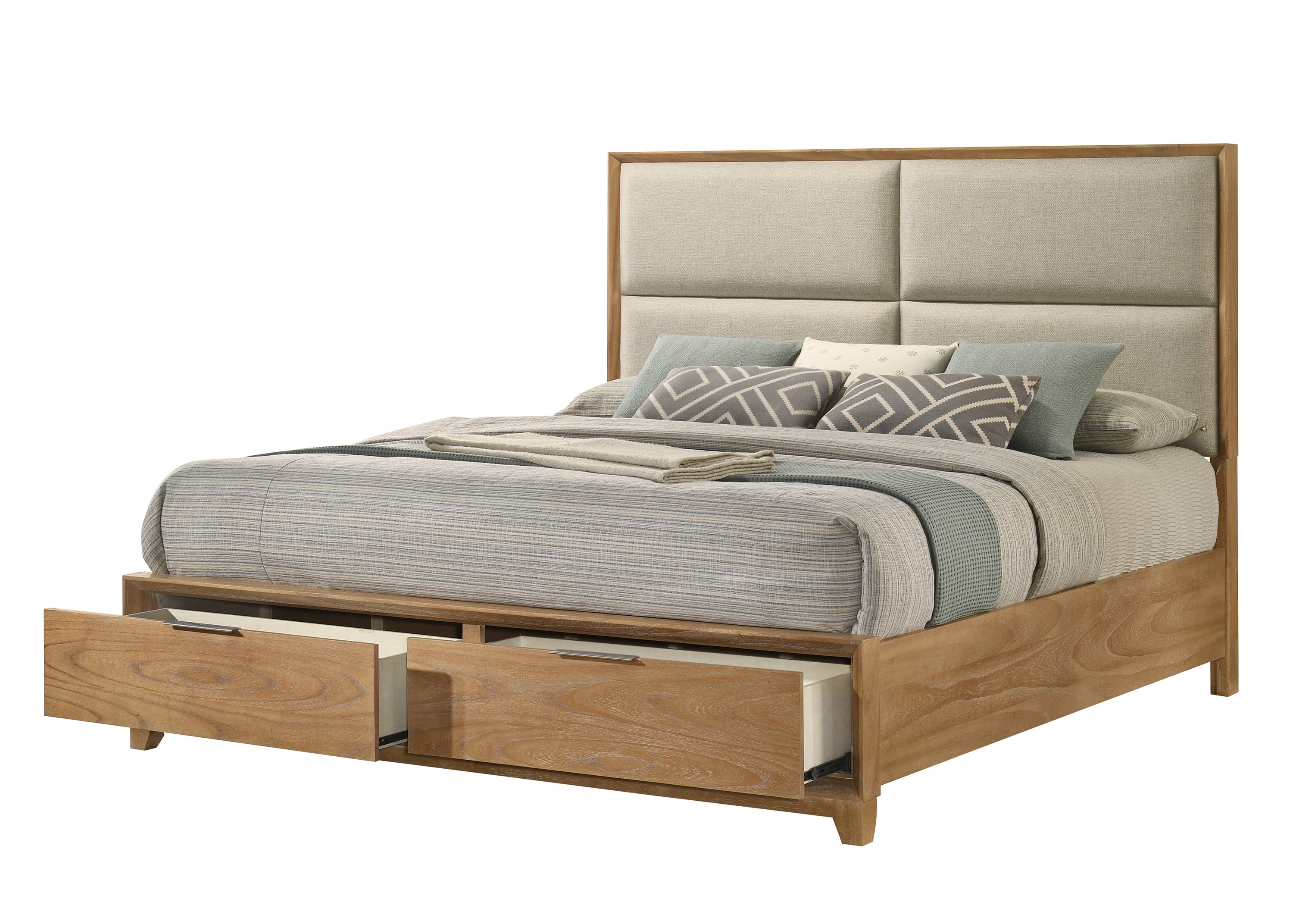 1pc Queen Storage Platform Bed with Upholstered Ultra-plush Headboard