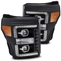 AlphaRex 11-16 Ford F-250 SD PRO-Series Projector Headlights Plank Style Design Black w/Seq Signal 880142 *Discontinued
