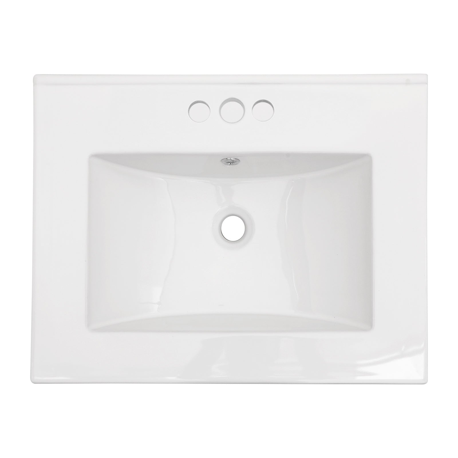 24"x18" White Rectangular Single Vanity Top with Faucet Holes