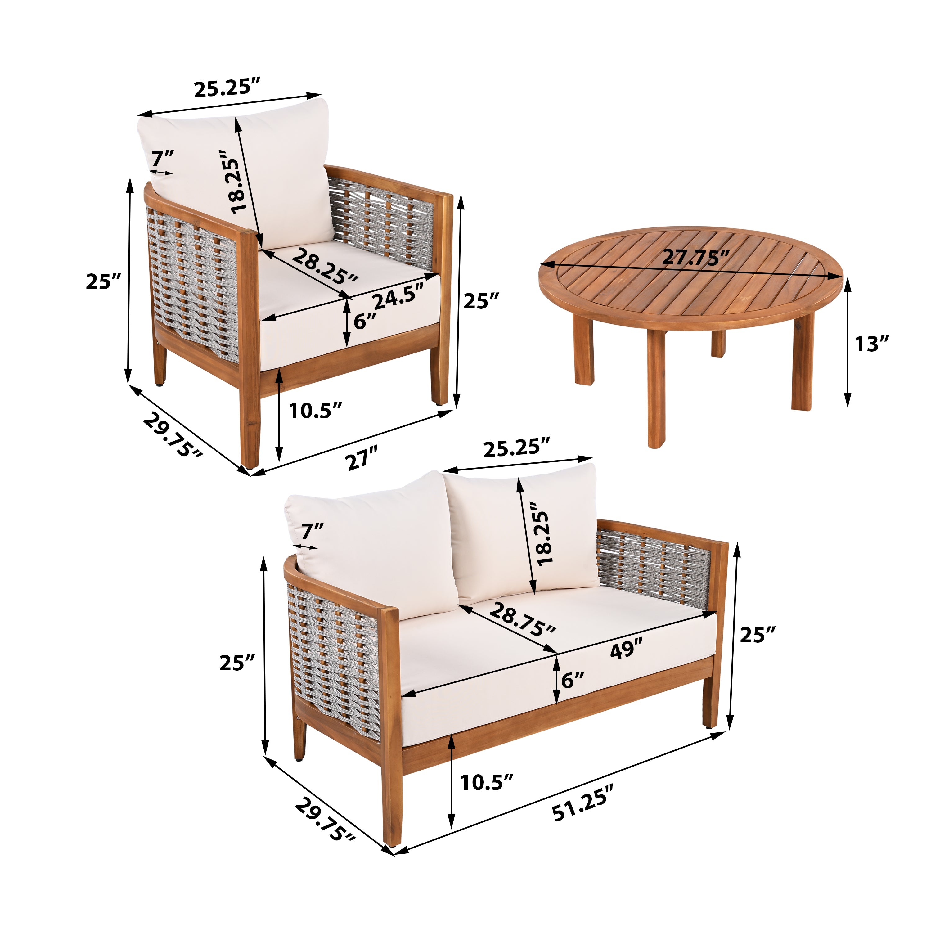 Outdoor Unique Tub Design 4-Seat Sofa Set