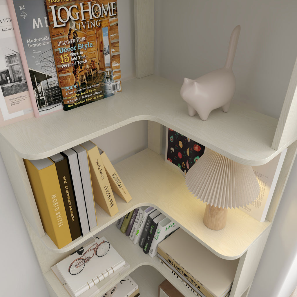 6 Tier Freestanding L-Shaped Corner Bookshelf