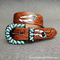 Women's Leather Belt Retro Medieval Turquoise Buckle Waistband Ladies Cowgirl Leather Belt In Stock Wholesale