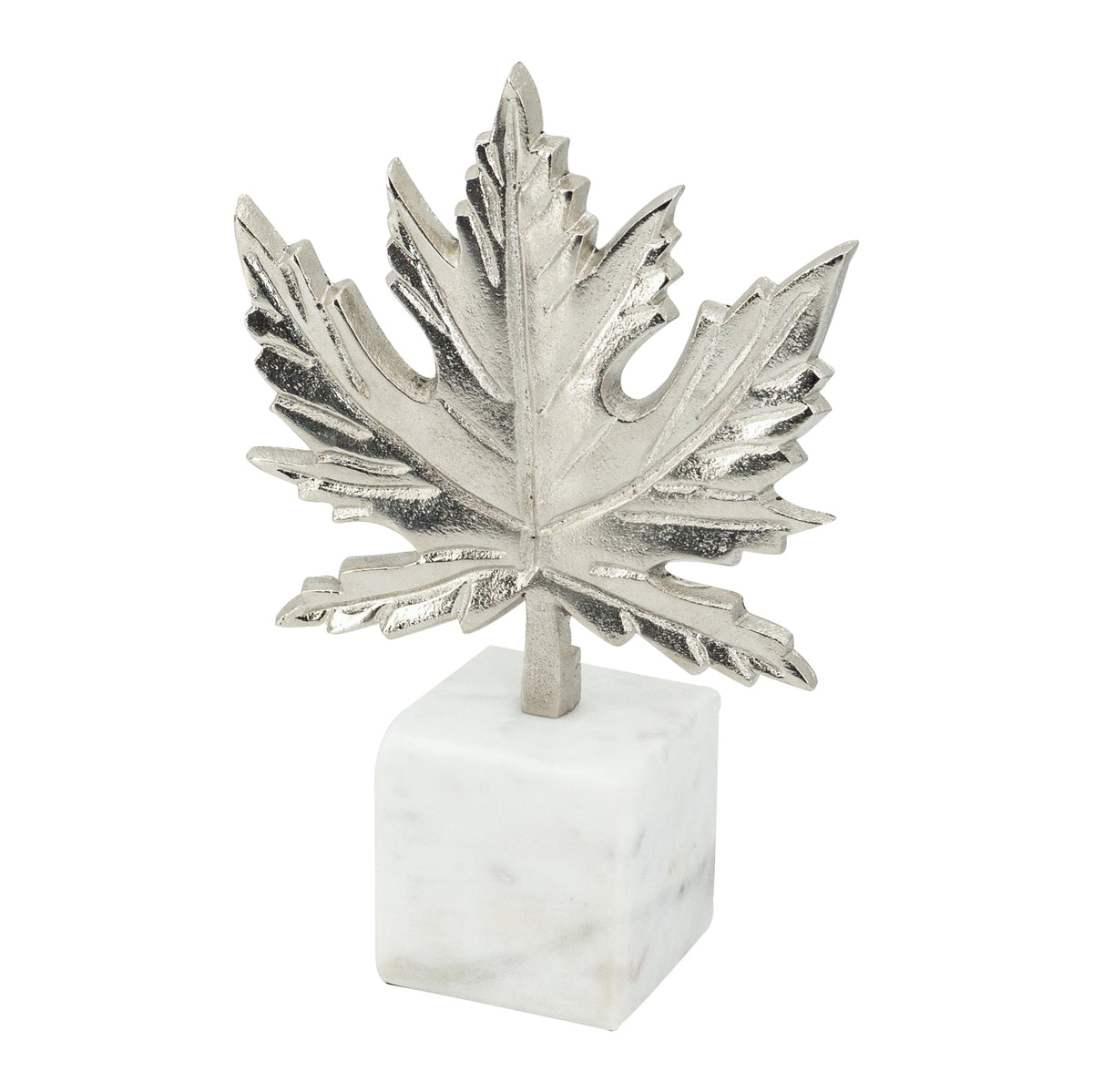 7x3x10.5" Aluminum Leaf On Marble Base