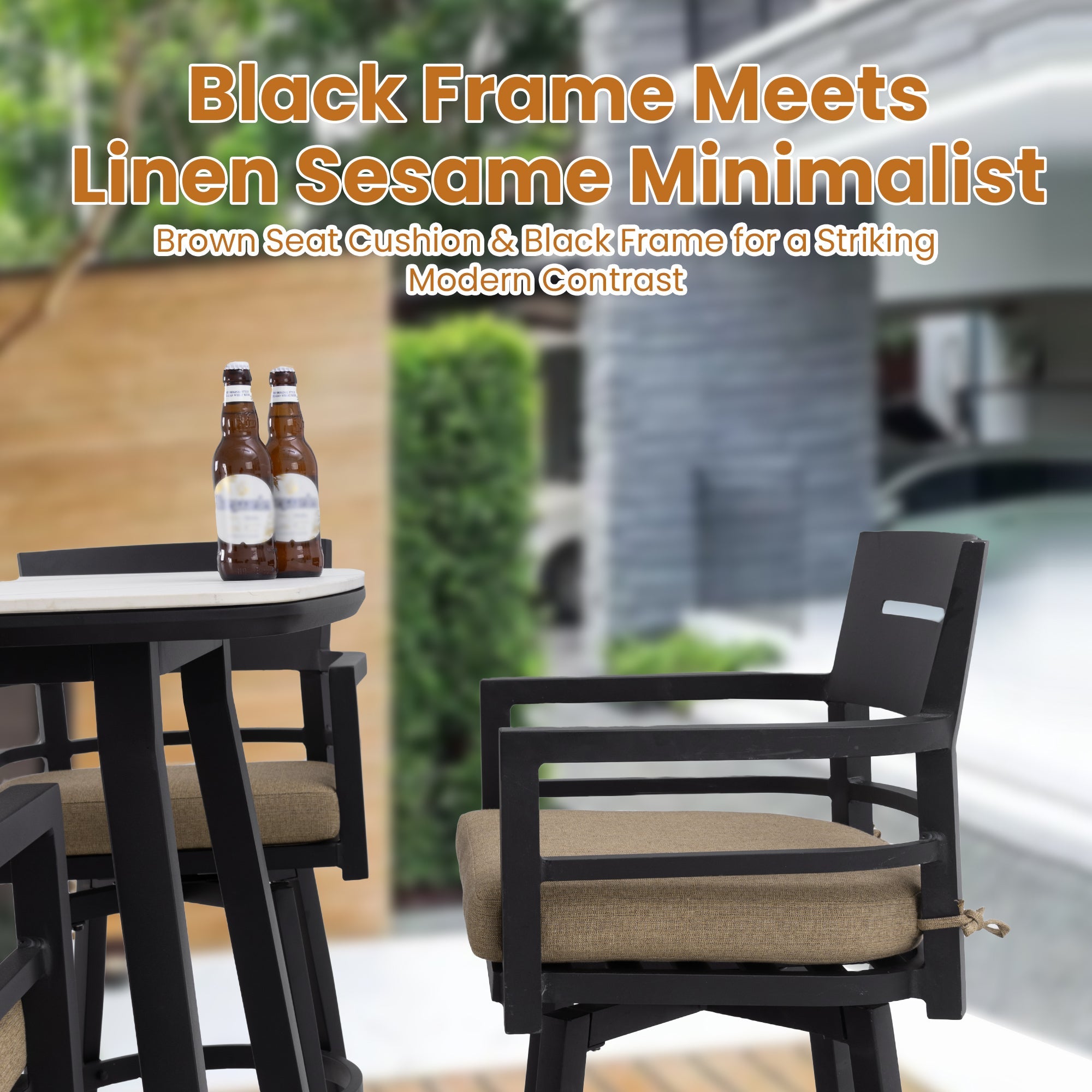 Modern Outdoor 2-Piece Swivel Bar Chairs – Aluminum Frame