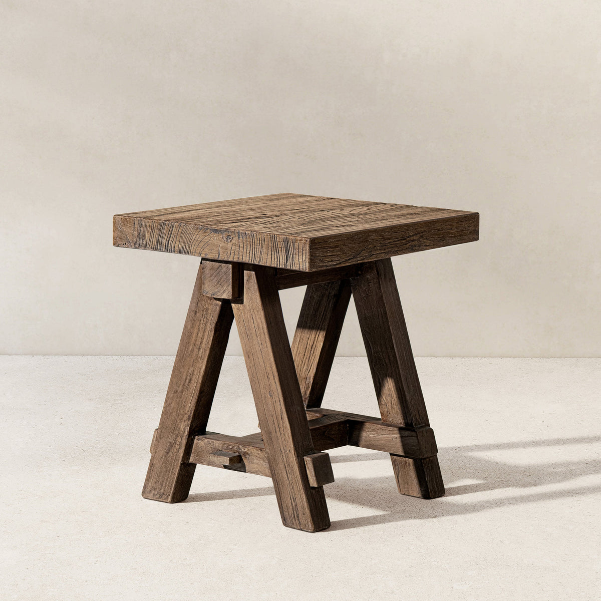 Hawthorne 18" Square Reclaimed Elm Trestle Side Table