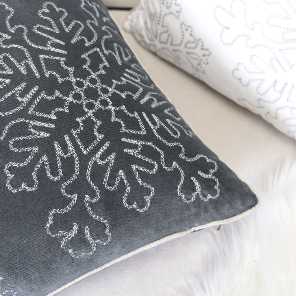 Gray Velvet Holiday Throw Pillow - 20x20