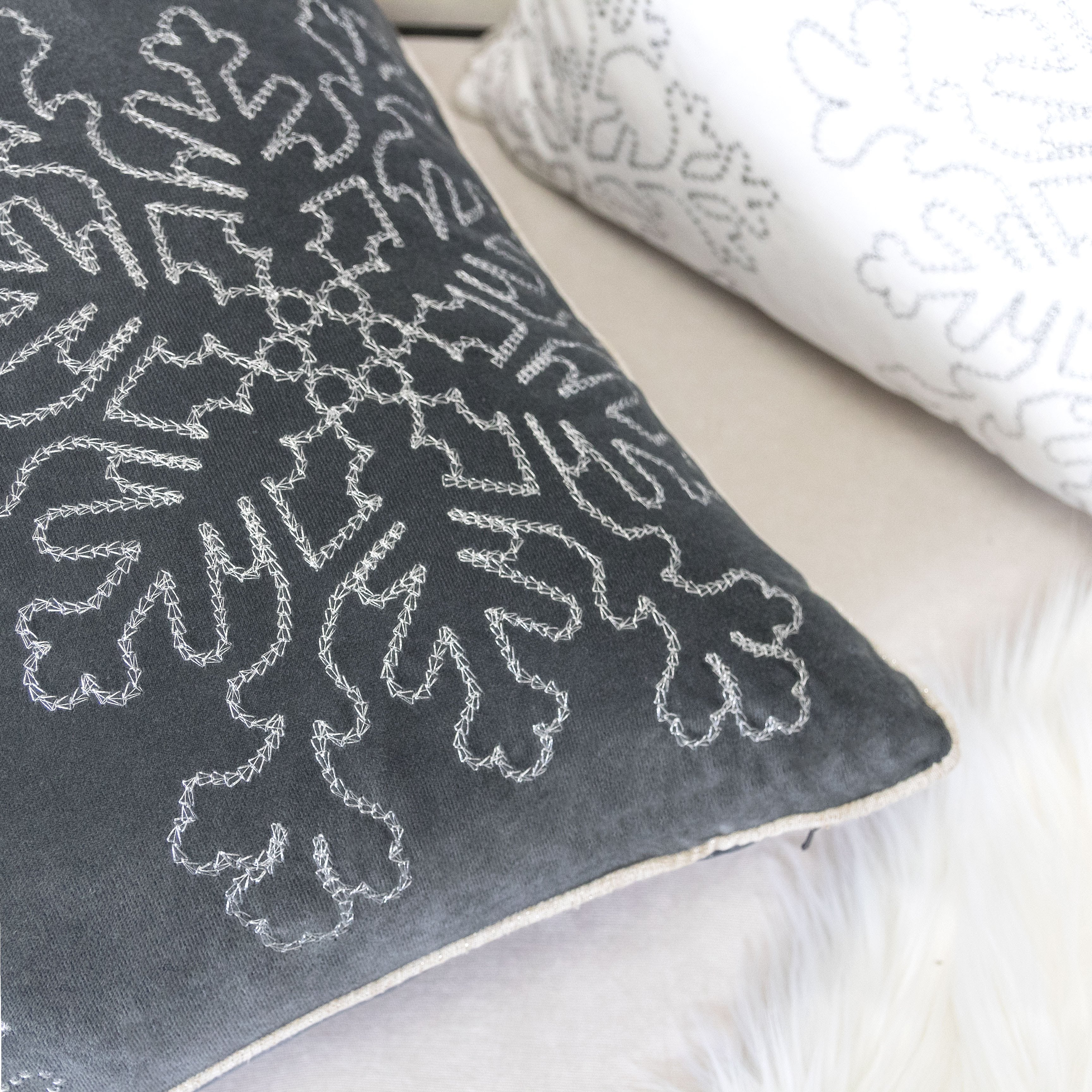 Gray Velvet Holiday Throw Pillow - 20x20