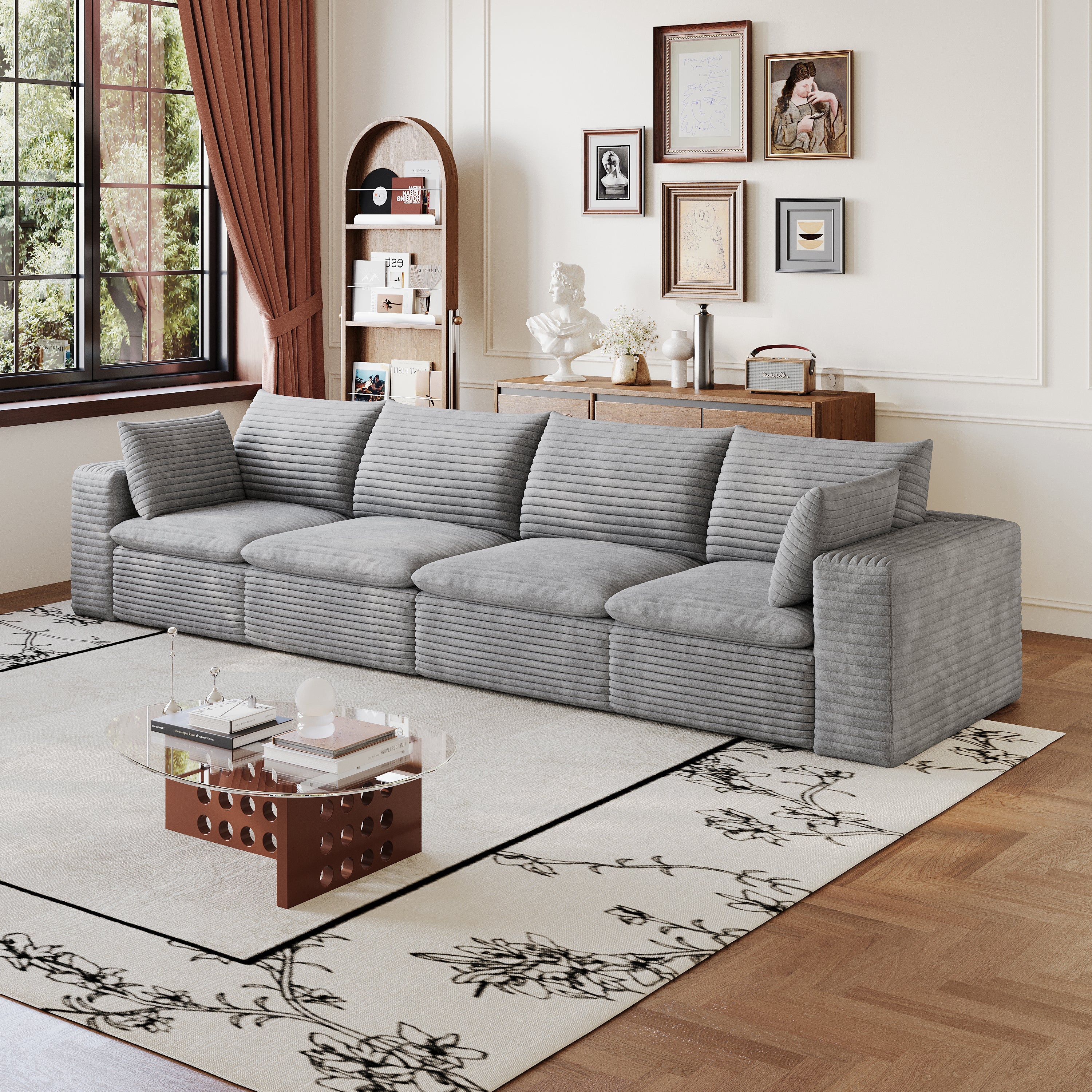 134" Cloud Sofa in Corduroy Fabric