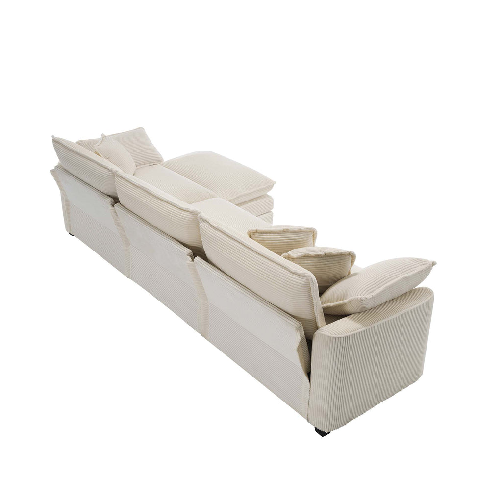 Modular Deep Seat 3-Seat Sofa Couch with Ottoman