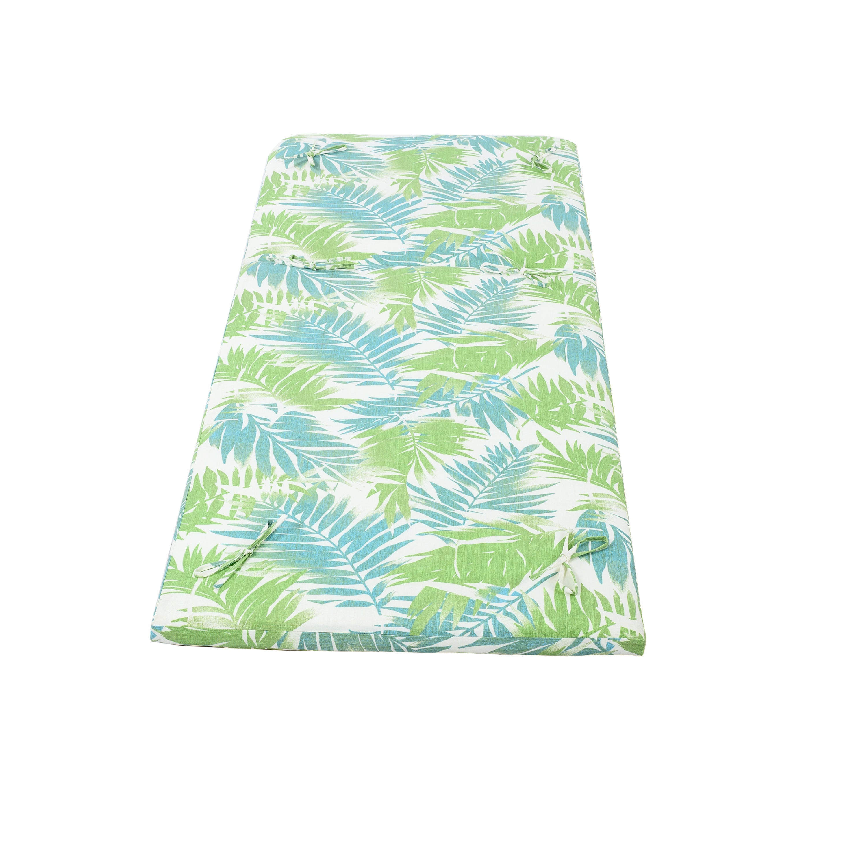 2" Thick Floral Chaise Lounge Cushion in Leaf Coconut