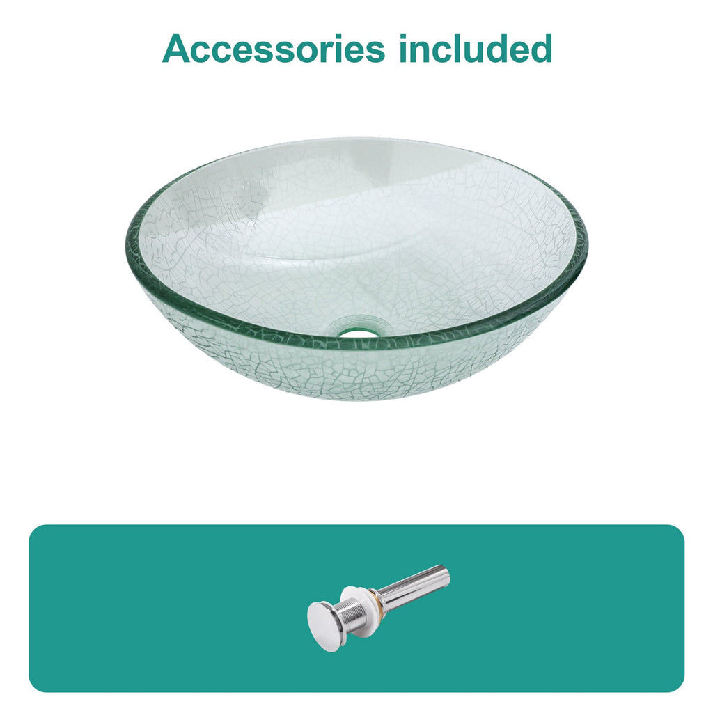 Bathroom Artistic Tempered Crackle-Glass Vessel Sink