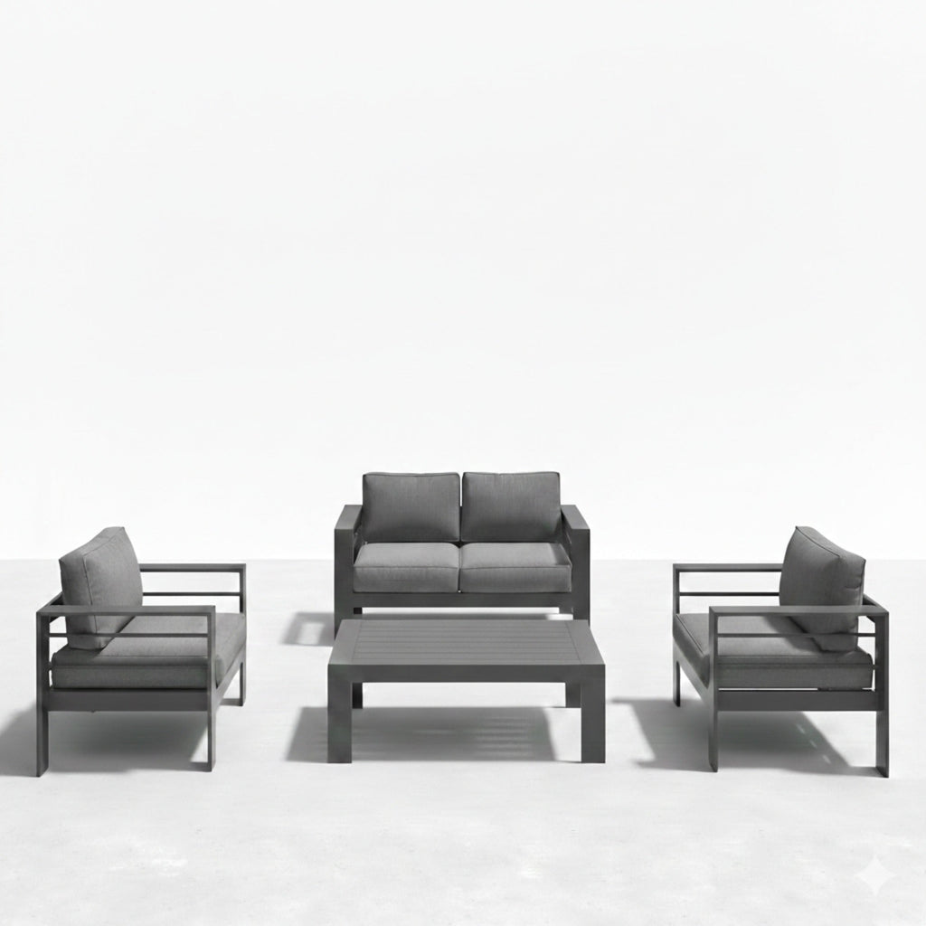 4-Piece Modern Aluminum Patio Conversation Set