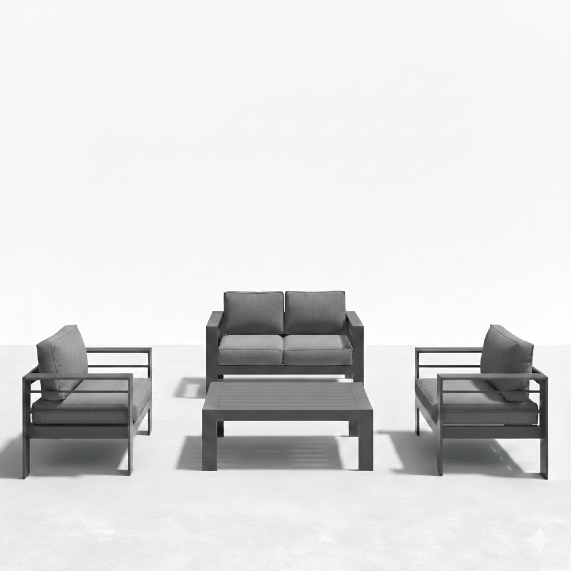 4-Piece Modern Aluminum Patio Conversation Set