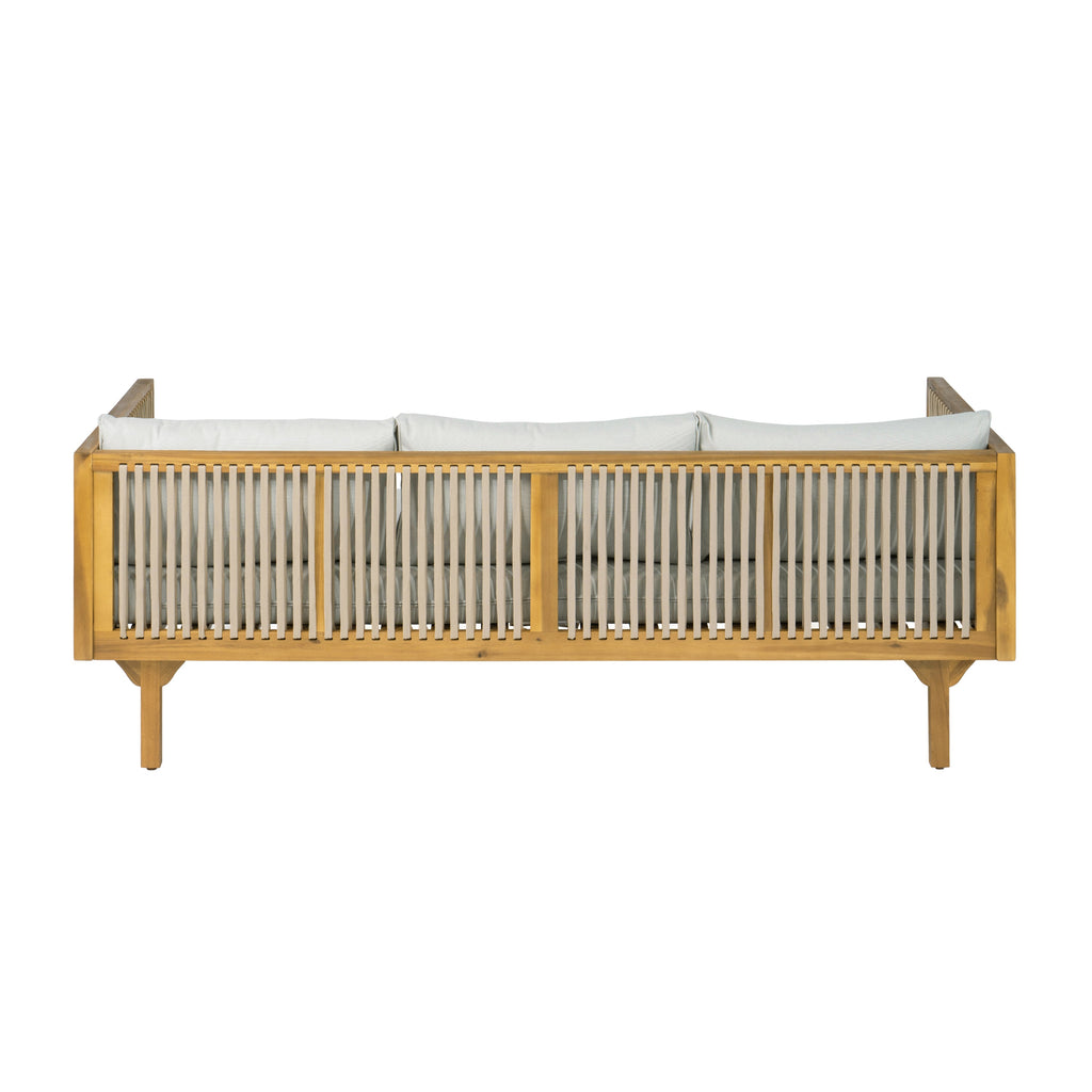 Outdoor Patio Sofa with Acacia Wood and Rope Design