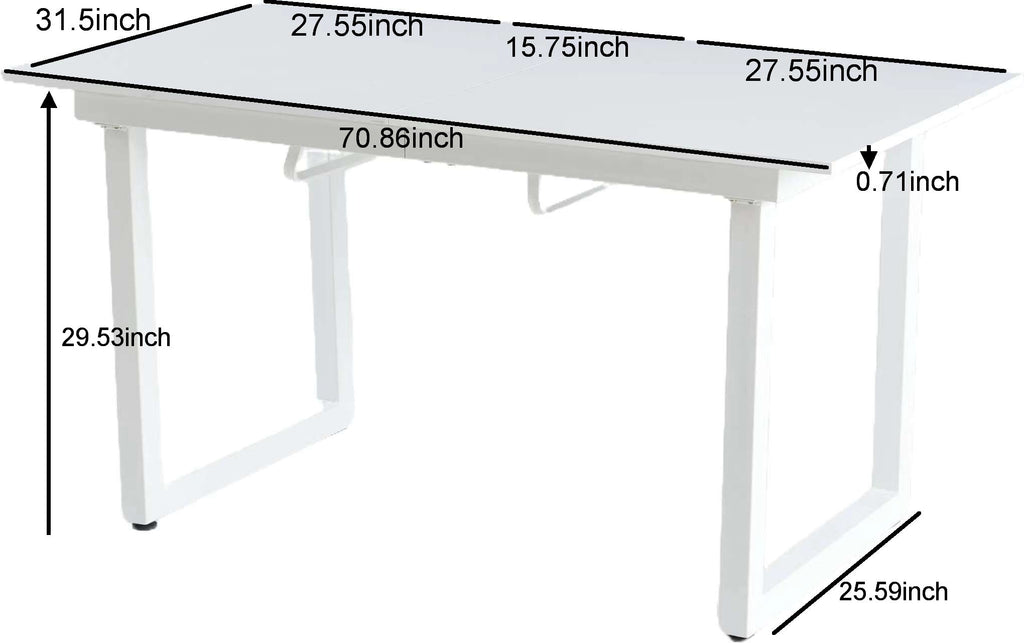 Square Extendable Dining Table with Metal Legs
