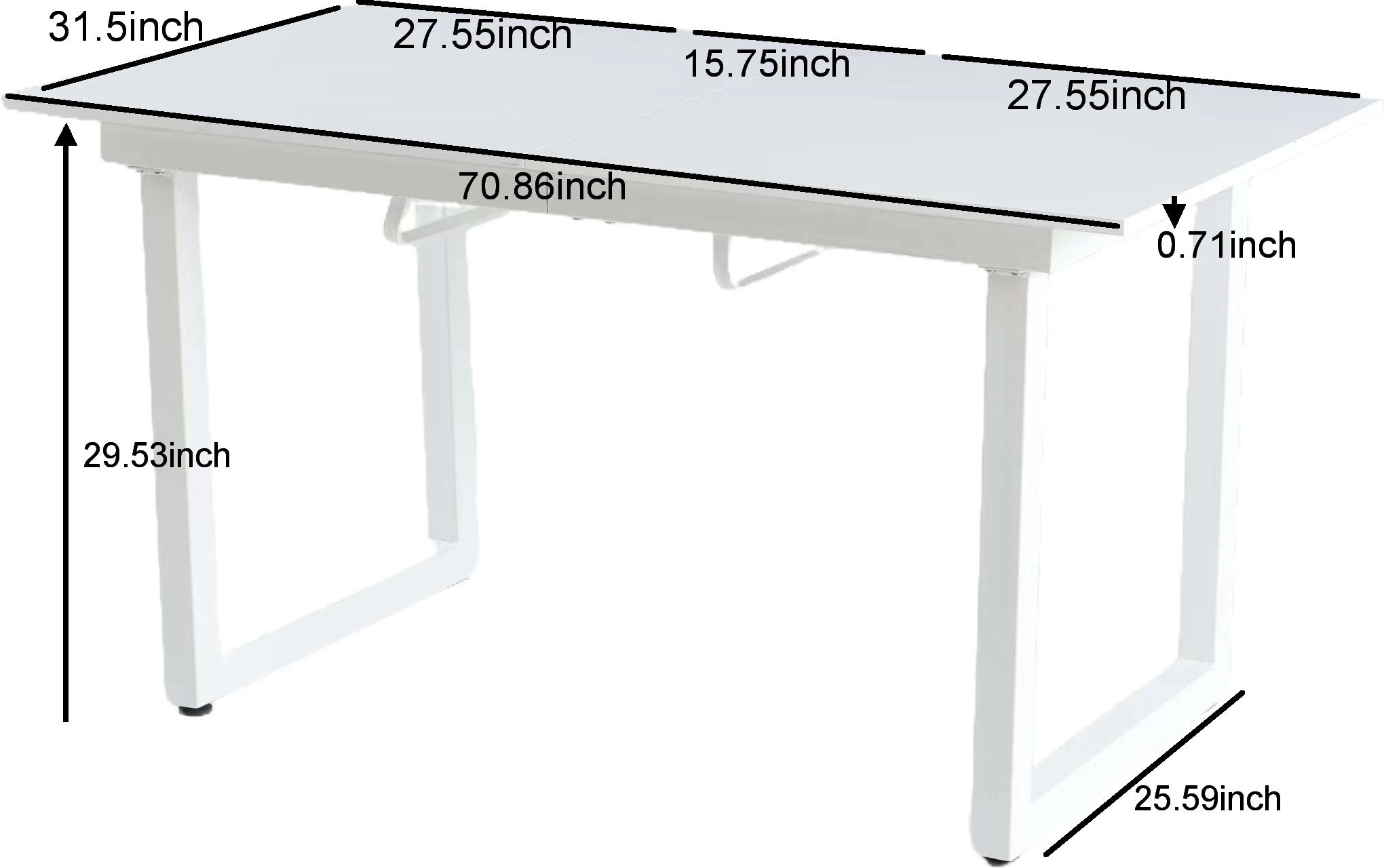 Square Extendable Dining Table with Metal Legs