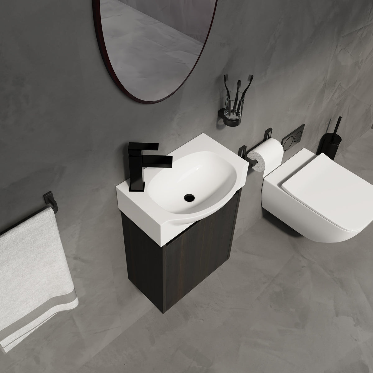 16" Bathroom Vanity Sink Combo for Small Space