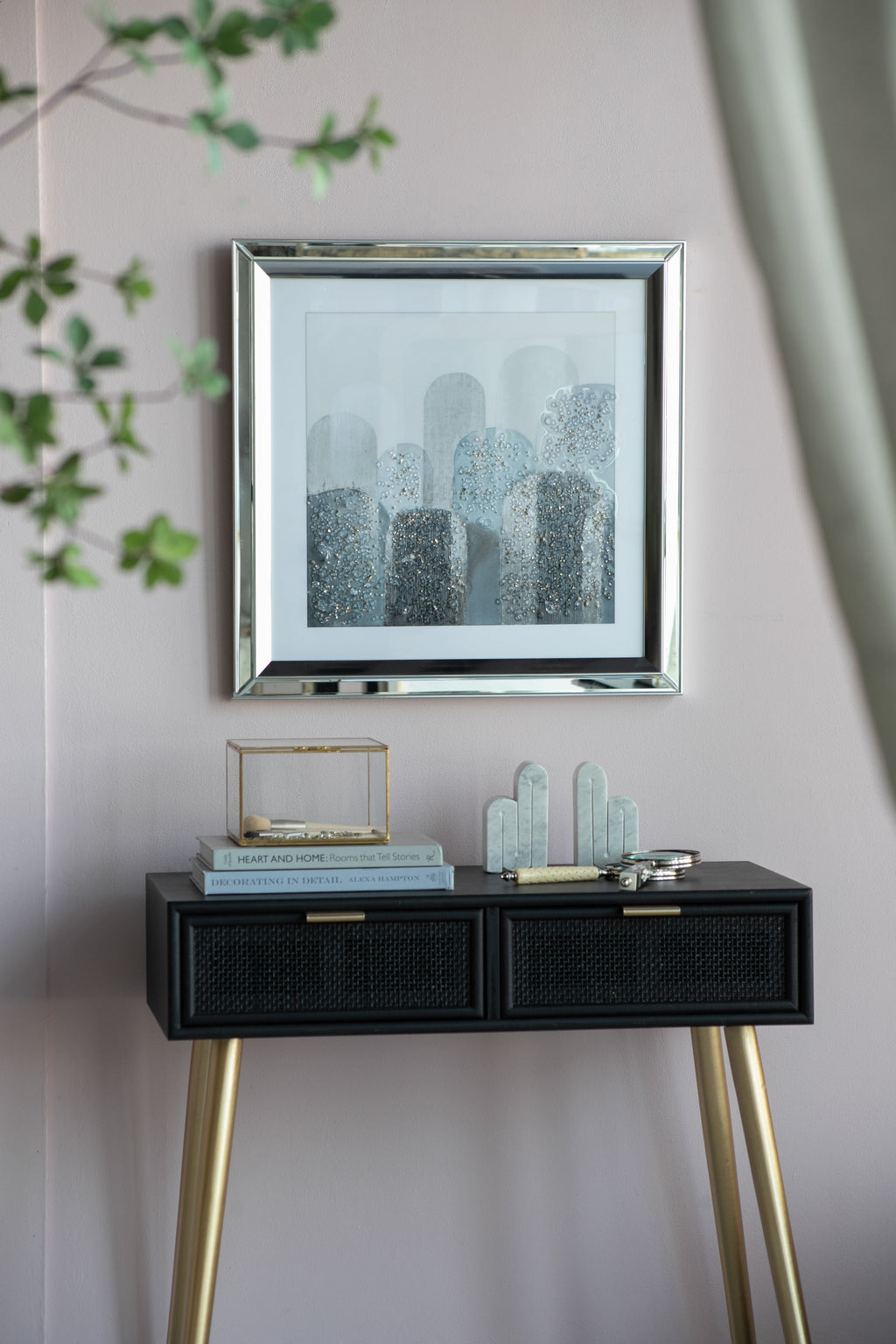 S/2 23.6x23.6" Kaiden Crystal Mirror Framed Wall Art