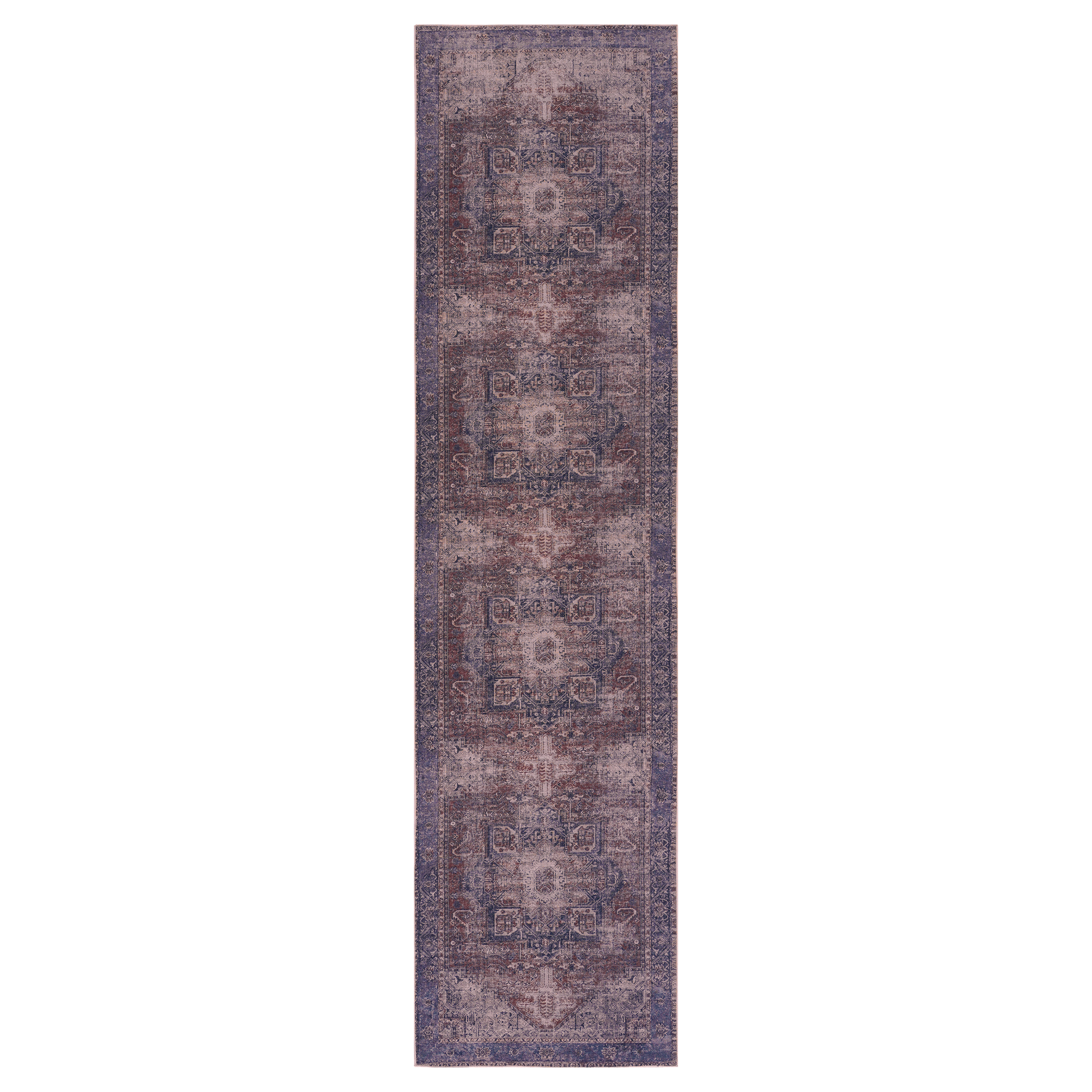 MAVAL Burgundy Washable Runner Rug 2'6'' x 10'