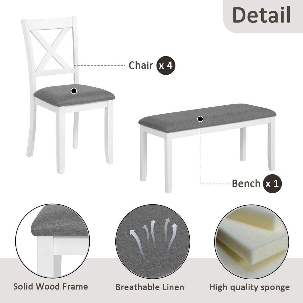6-Piece Dining Table Set with Bench