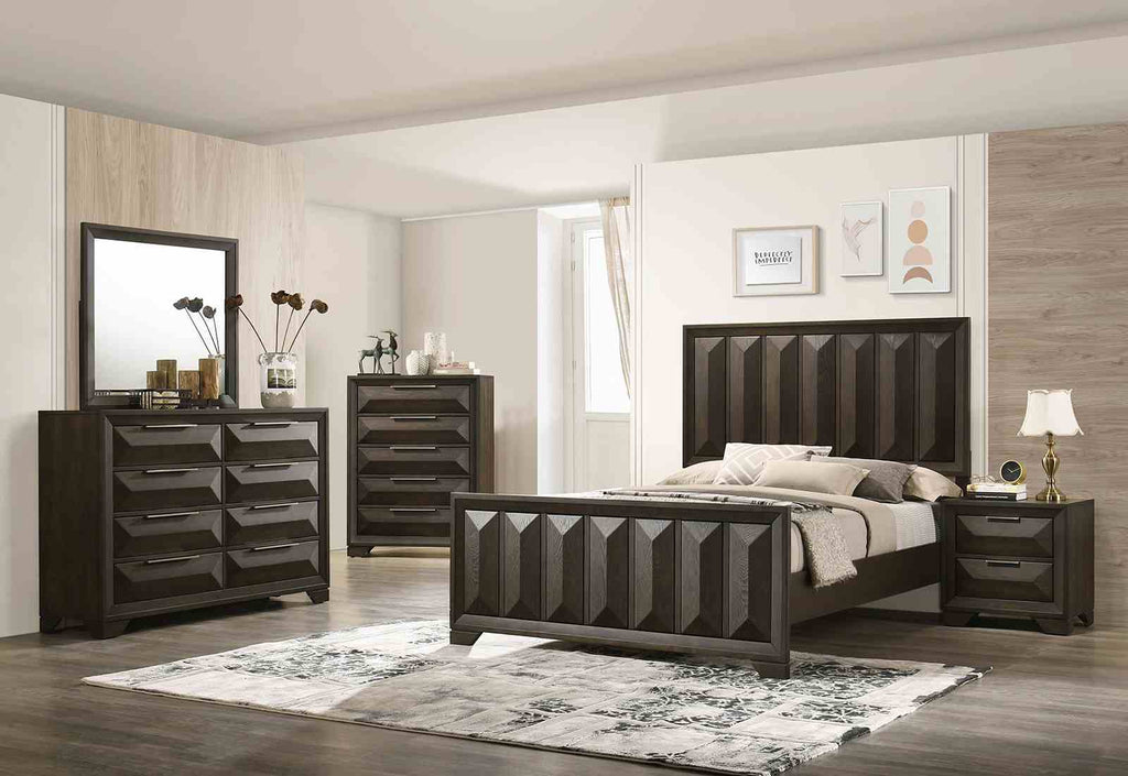 Transitional 1pc Dresser Only with Metal Handles and Beveled Bracket Feet