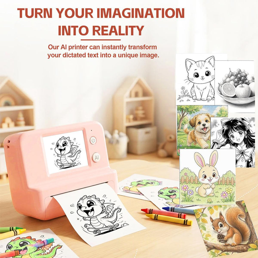 AI Voice-Powered Childrens Doodle Printer With Screen Bluetooth And Pocket-Sized Thermal Printing