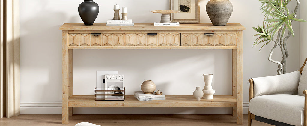U_Style 58.3'' Fir Veneer Entryway Table
