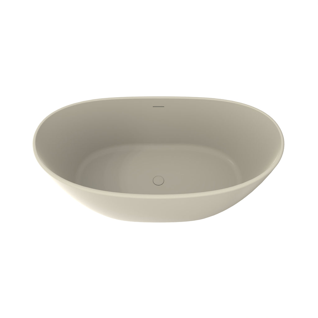 61 Inch Freestanding Solid Surface Soaking Bathtub
