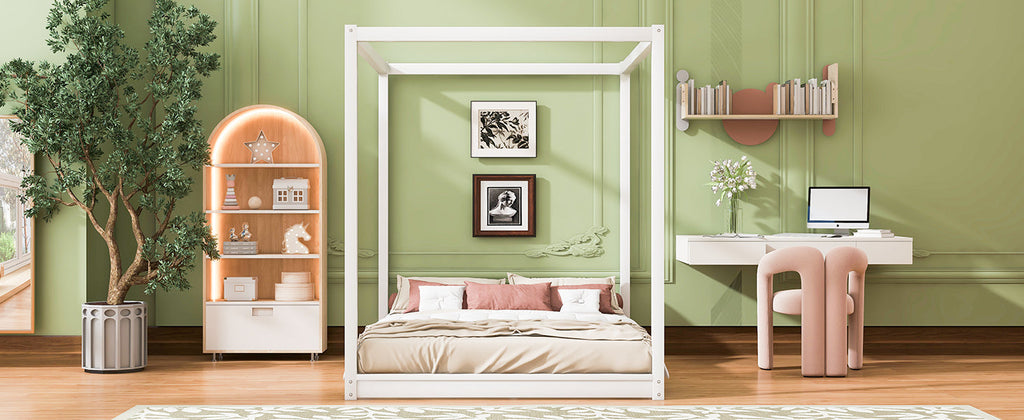 Queen Size Canopy Platform Bed with Support Legs