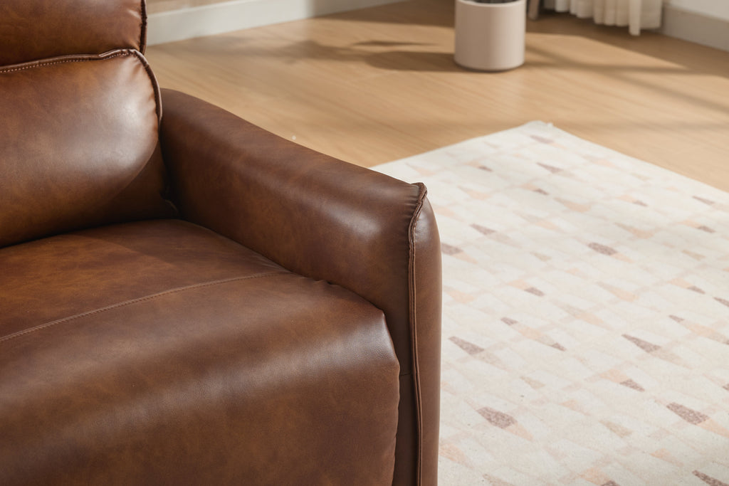 Brown Color Air Leather Electric Recliner Chair with Rocker and Swivel