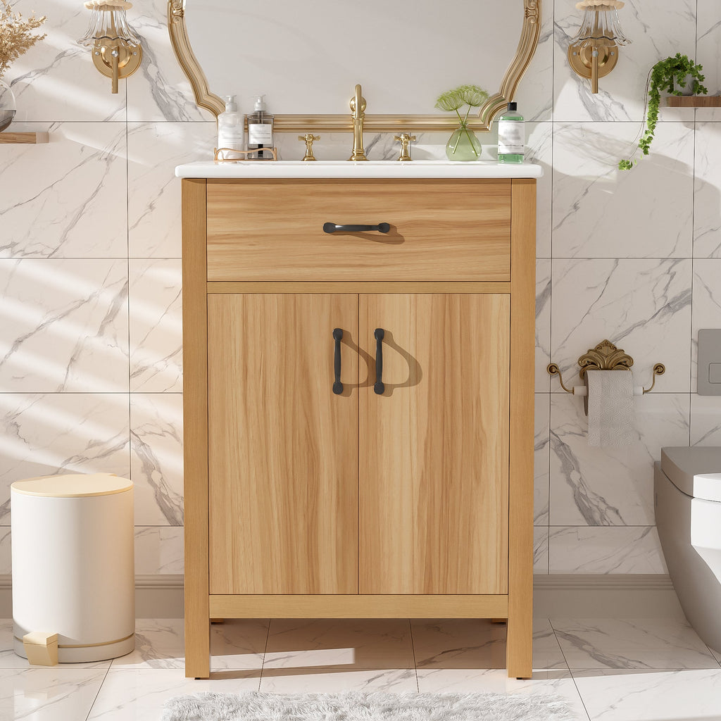 24" Bathroom Vanity With Solid Wood Frame